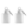 2pcs 1 oz Stainless Steel Liquor Bottle Silver Pocket Wine Bottle Alcohol Bottle Keychain  Gift