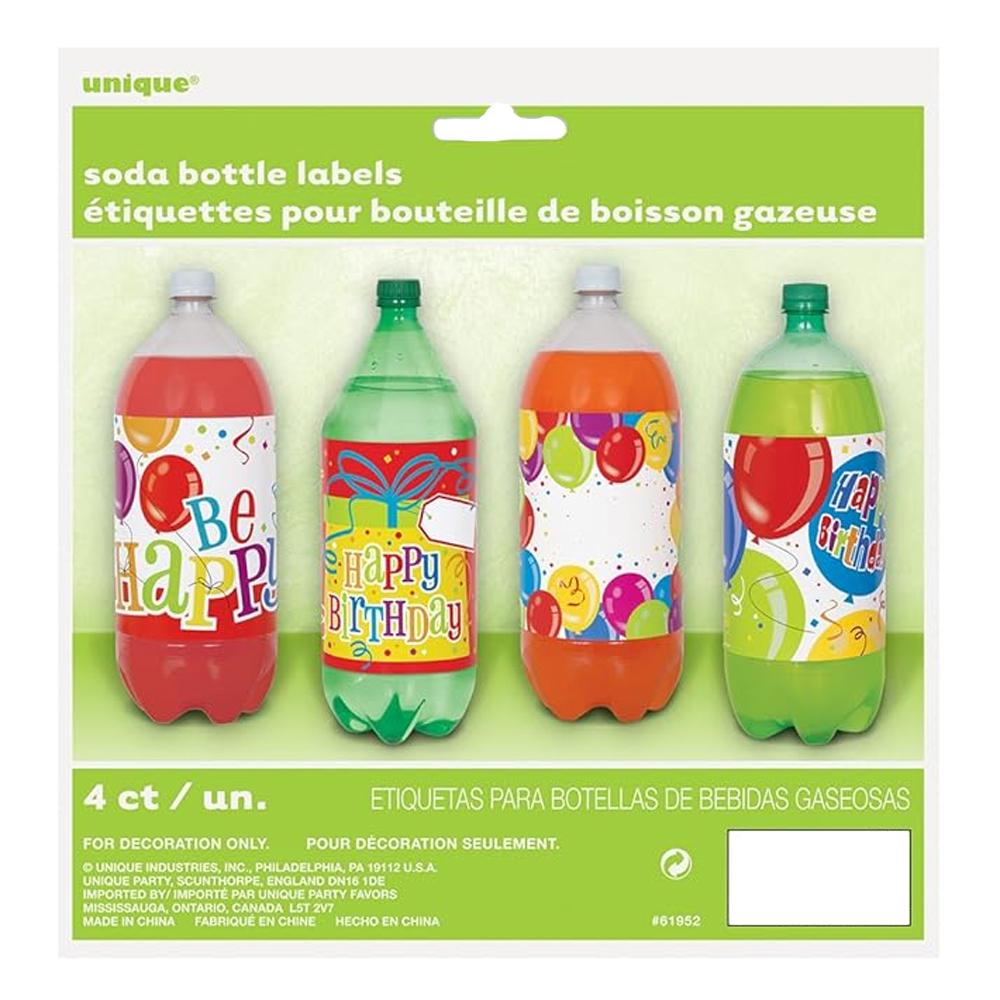 Unique Party Soda Alles Gute zum Geburtstag Flaschenetiketten (Packung mit 4)