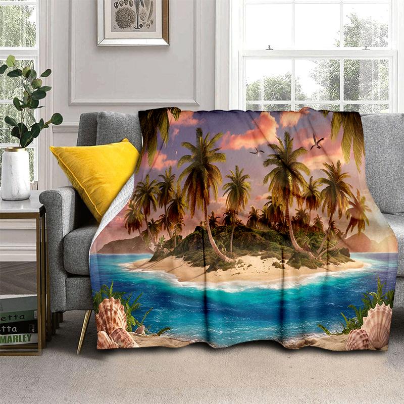2025 New Style Sea Water Beach Reef 3D Nature Scenery Blanket,Soft Throw Blanket for Home Bedroom Bed Sofa Travel Picnic Cover