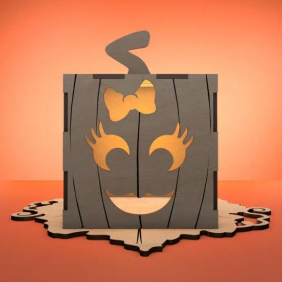 Halloweenská dýňová krabička Dřevěná krabička Jack-O-Lantern Ozdoba Stolní středový prvek Dýňová lucerna Krabička na halloweenskou párty dekoraci