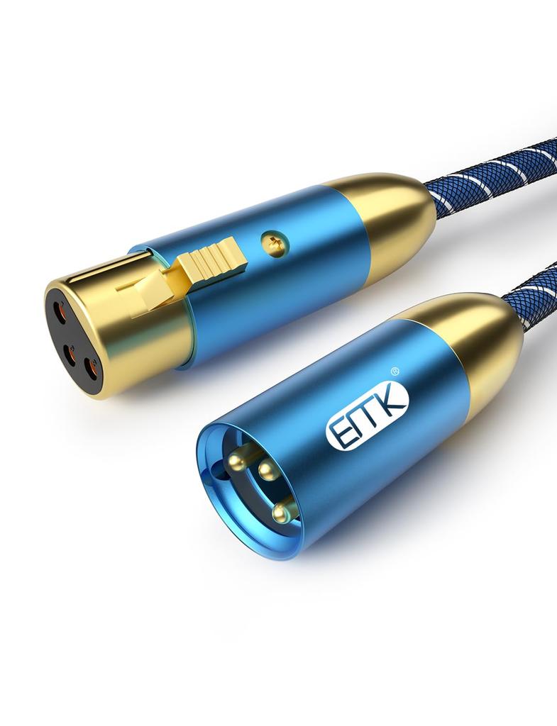 EMK XLR Cable, Microphone Cable, Canon Cable, Musical Instrument & Audio Equipment Cable, Male to Female, 3-Pin Heavy-Duty Nylon, HiFi Sound Quality,