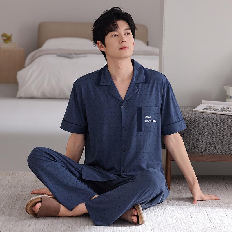 Pajamas Men's Summer Modal Thin Short Sleeve Trousers 1011 New Pullover Loose Youth Homewear Set