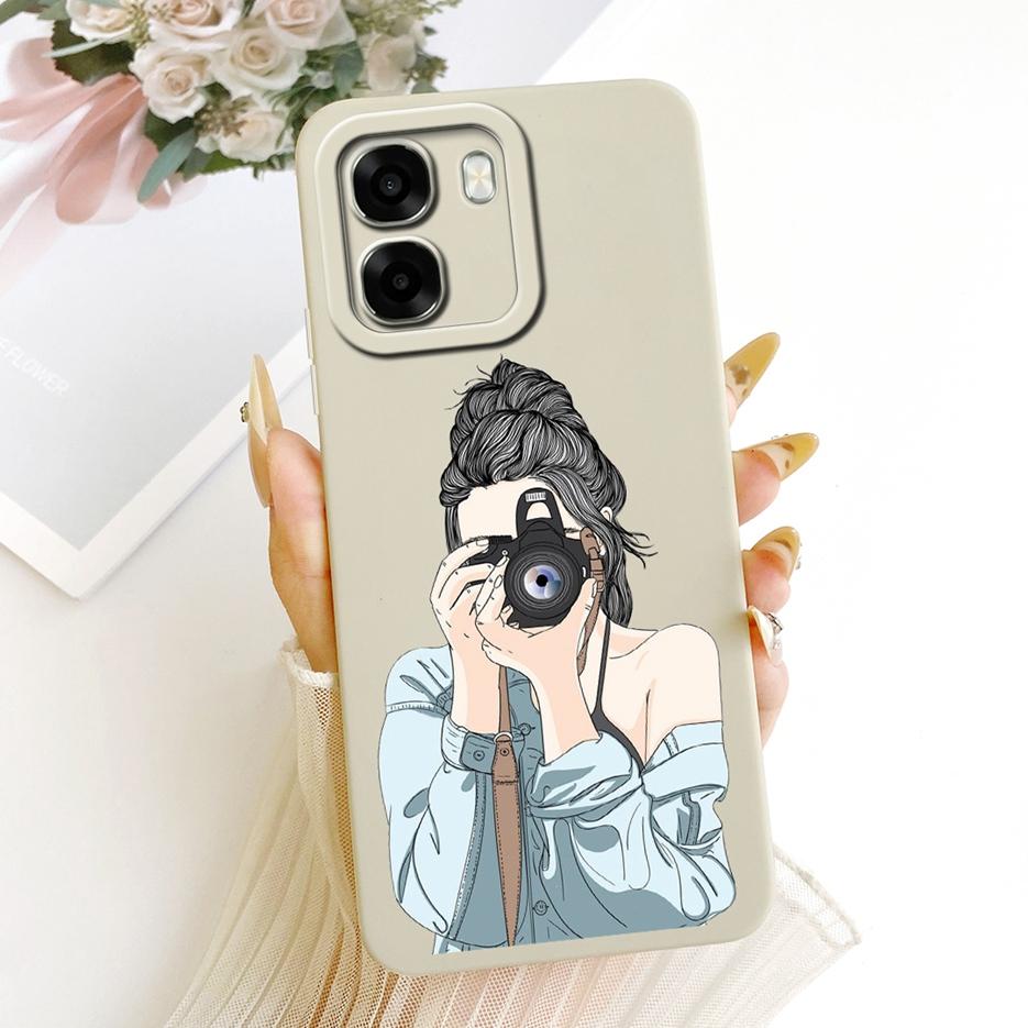 For Oppo A6 4G Case Oppo A6x 5G CPH2783 Pretty Girl Sunflowers Painted Cover Soft Silicone Case For Oppo A6x 4G OppoA6 5G Fundas