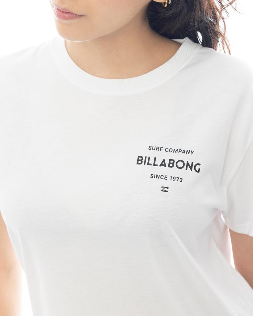 Billabong Modern Square Logo Boy Fit White Tee, Women's,