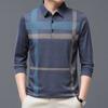 Men's Casual Striped Polo Shirt Polyester Blend, Slight Stretch, Long Sleeve, Regular Fit Knit Polo for Business & Leisure, Spring/Fall Season