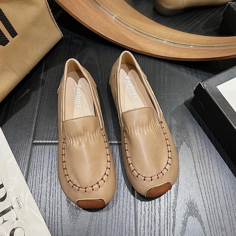 Retro flat-bottomed Doudou shoes women's 2025 autumn new versatile soft sole comfortable one-pedal lazy single shoes women