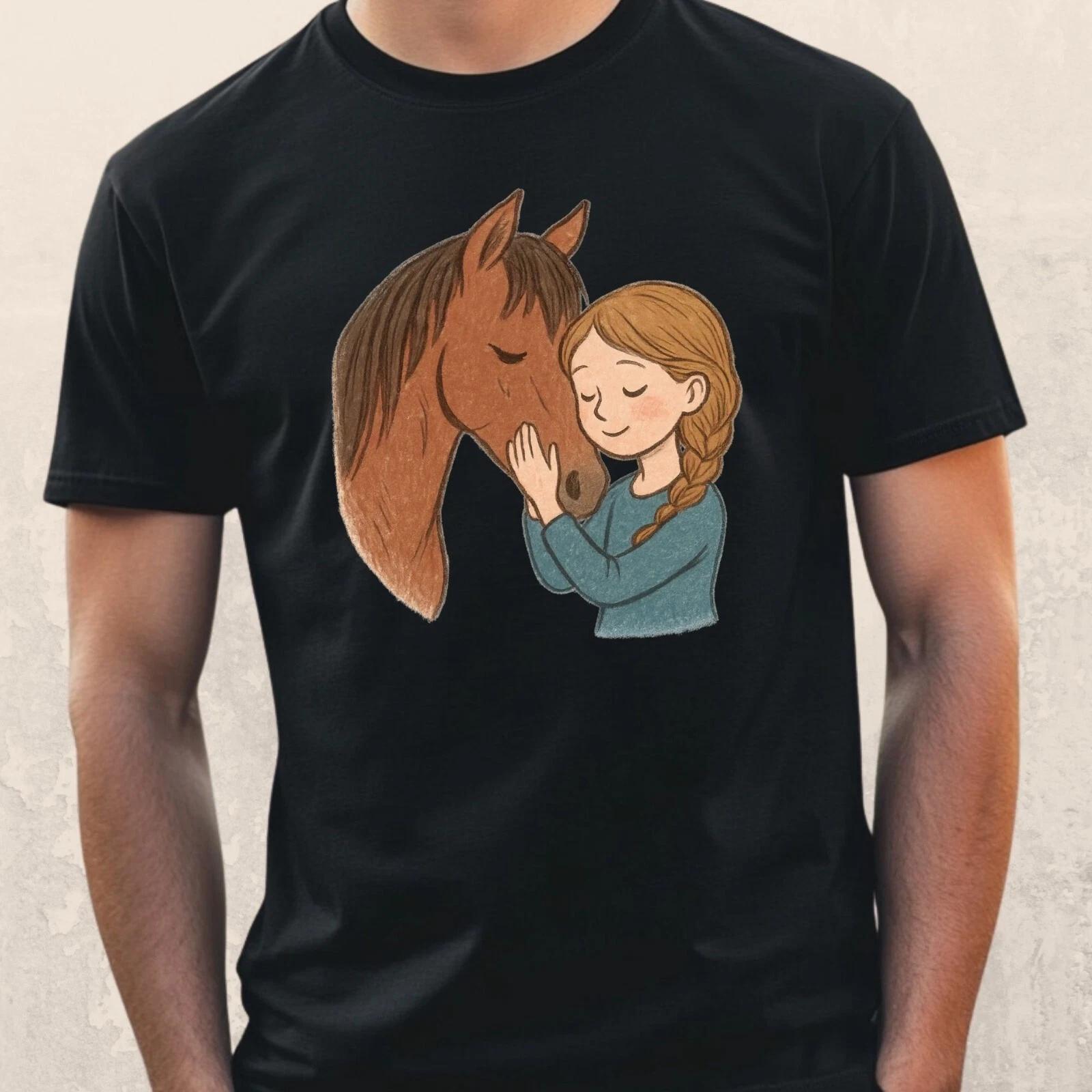 T-Shirt Herren Mädchen mit Pferd Motiv Baumwolle Größe S bis 5XL XXXL