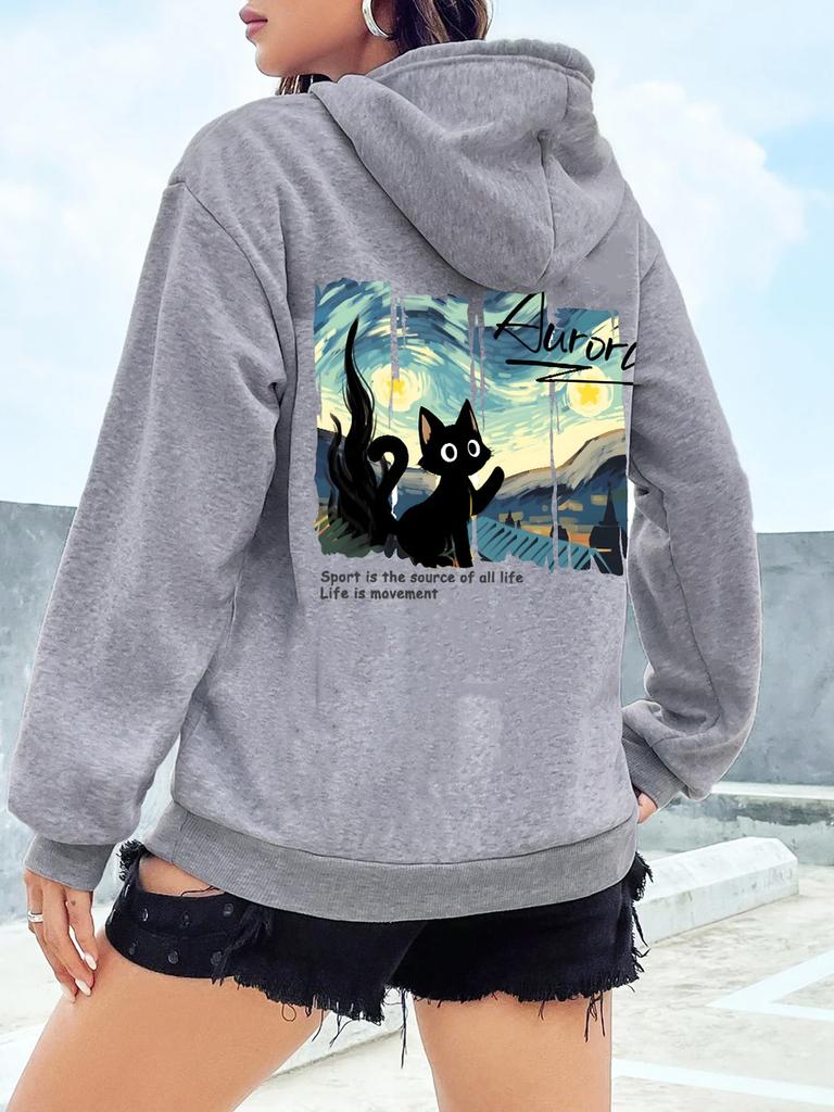 Sport Is The Source Of All Life Prints Hoodie Women Comfortable Loose Sweatshirt Fleece Warm Soft Pullover Casual Pocket Clothes