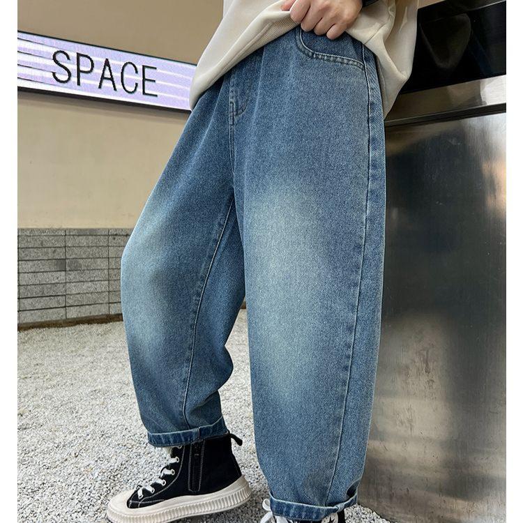 Jongensjeans Lente en Herfst Geborduurde Broek Kinder Lente Casual Broek Gewassen Broek