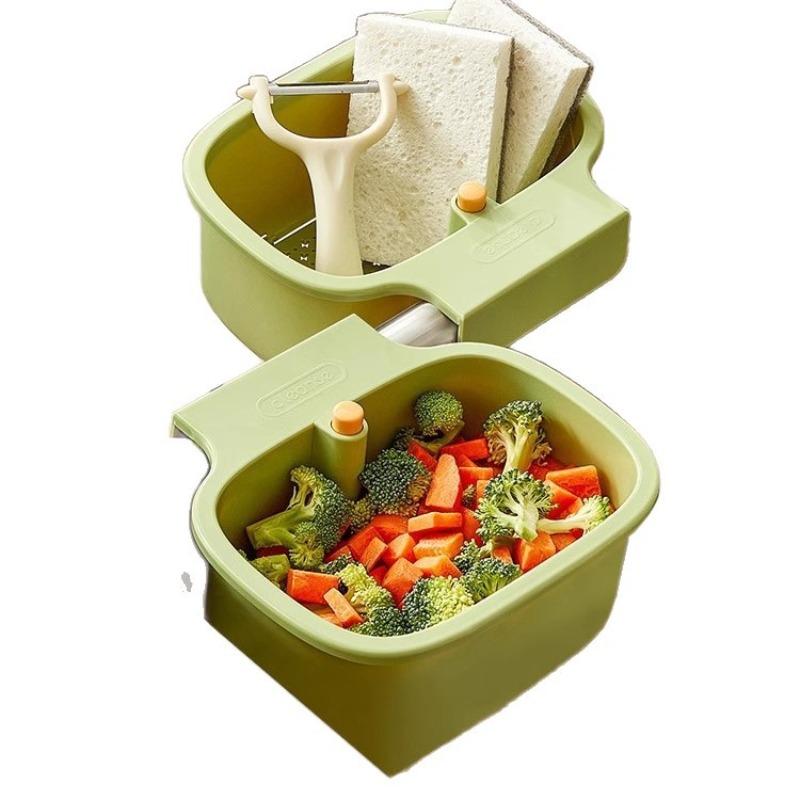 Kitchen Sink Filter Mesh Frame Vegetable Washing Draining Hanging Basket Sink Dish StorageMulti-functional Draining Basket