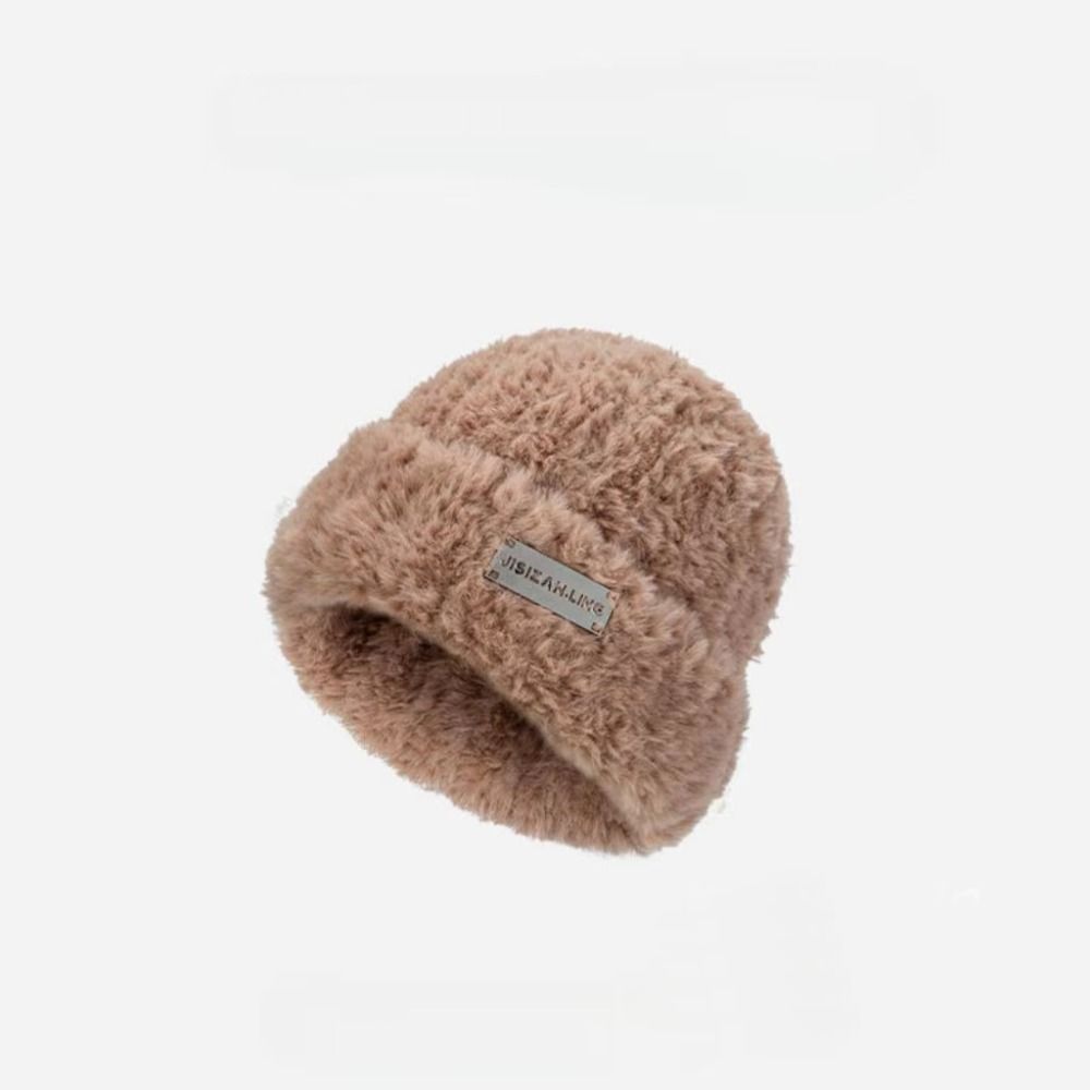 Warm Plush Pullover Hat Plush Winter Cap Fashion Stripe Hat  Safety Helmet
