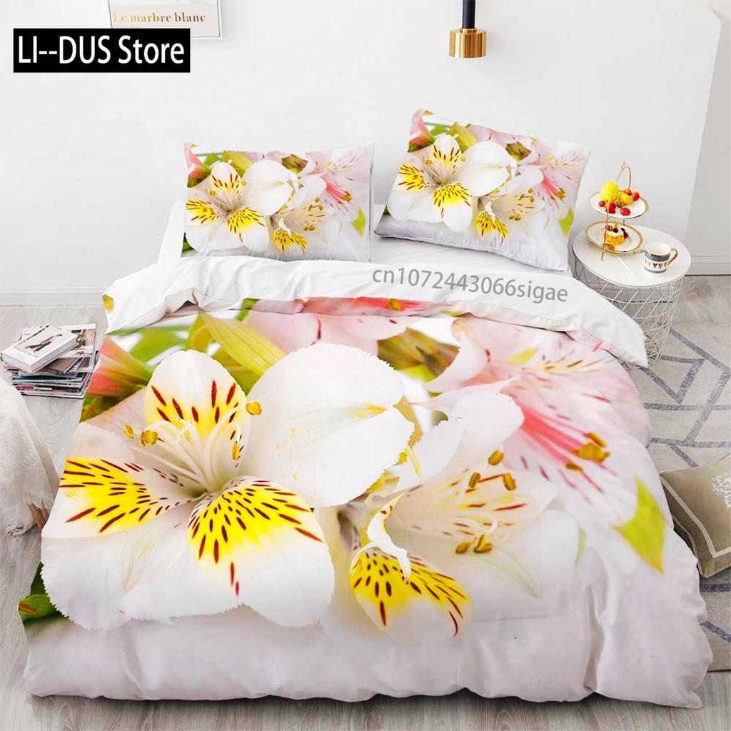 Flower Duvet Cover Set Microfiber Red Rose Bedding Set King Size Floral Print For Valentine's Day Mother's Day Soft Quilt Cover