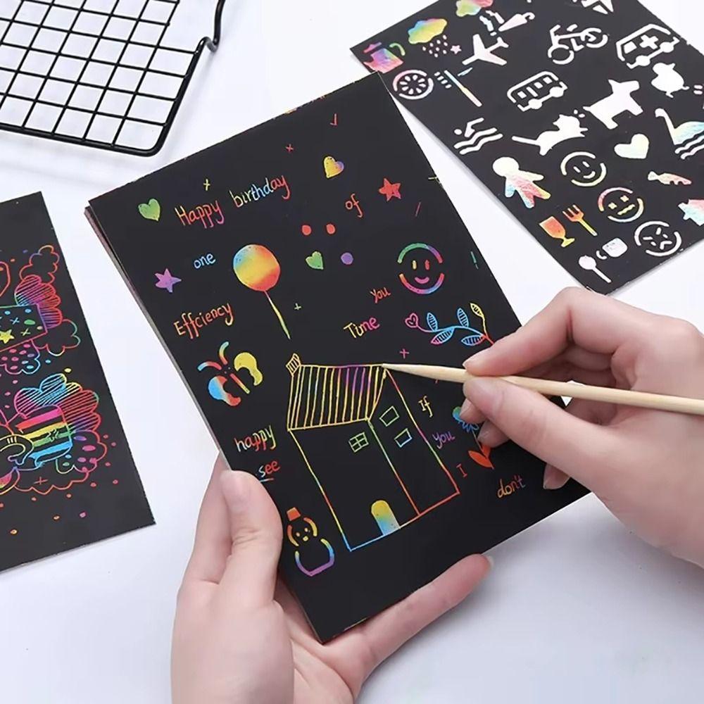 Papel para rayar de 16/32K con palo de bambú, 20 unidades, kit de pintura artística, papel de dibujo duradero