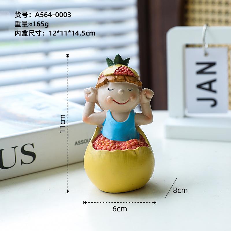 1pc Cute Cartoon Fruit Hanging Doll Ornament Creative Desktop Small Ornament Home Decoration Resin Gift