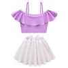 Kids Girls Swimwear Mira Bear Print Swimsuit Top Skirt Sets