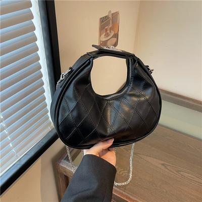 New Summer Fashion Braided Pattern Single Shoulder Underarm Crescent Bag Simple Solid Color Fashionable Handbag