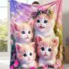 Cute Cat Pattern Flannel Printed Blanket Suitable for All Seasons Suitable for Living Room Office Sofa and Travel