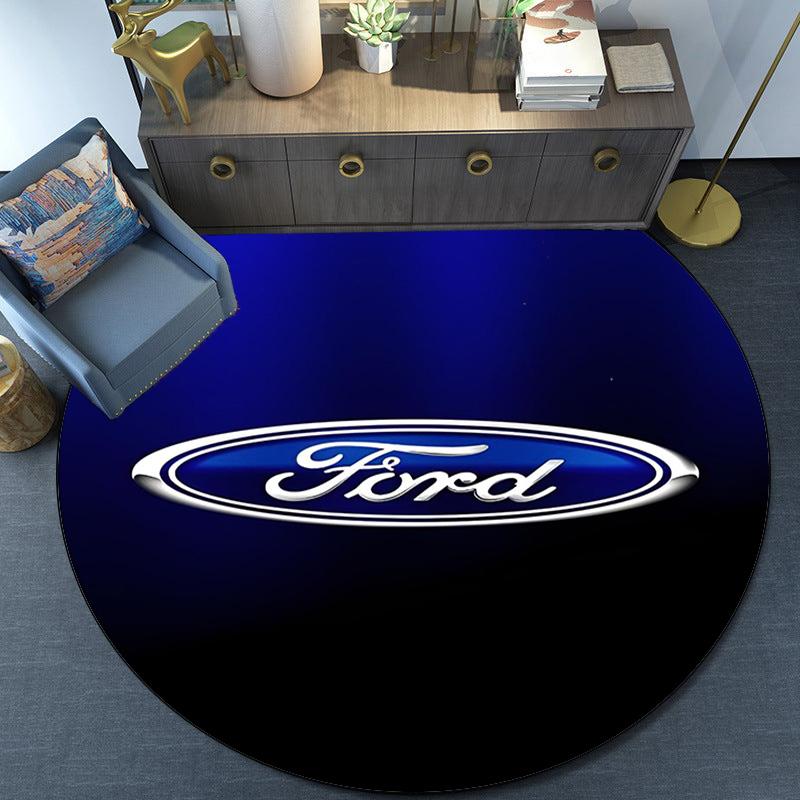 Ford Emblem Design Round Rug for Livingroom,Bedroom, Palyroom, Chair Rug, Area Rug, Circle Carpet, Fan Christmas Gift