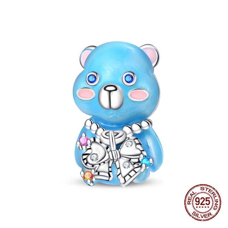 New In Charms Copper Fit 3Mm Original Bracelet Necklace Womens Sweetheart Bear Charms Beads Diy Fine Jewelry Gift