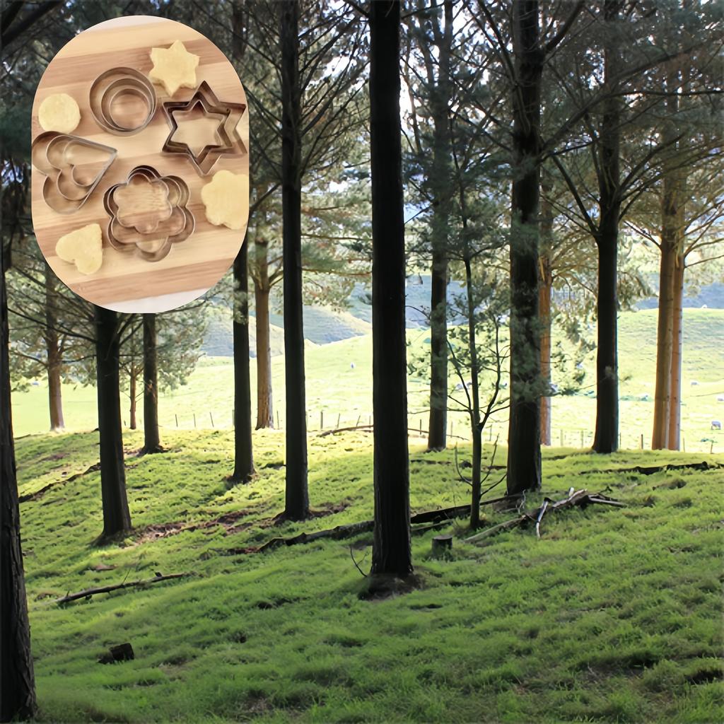 12 st Metallkakformar Set, Kreativ Stjärnkakform, Runda/Hjärta/Blomma Formade Äggformar, Bakverktyg för Inomhus och Utomhus