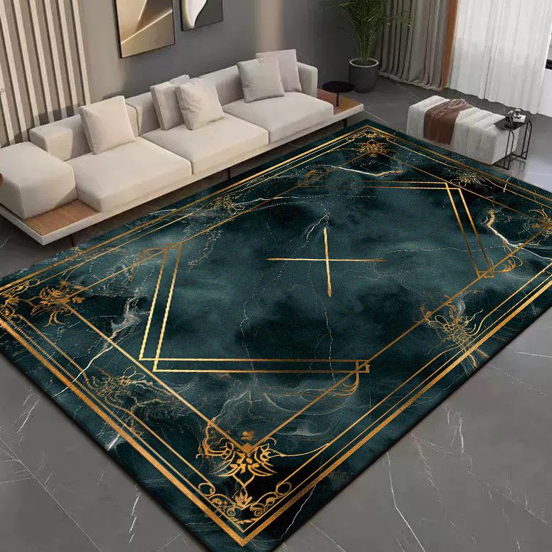 Luxury Large Carpets Living Room Black Gold Decoration Home Sofa Rugs Lounge Bedroom Coffee Tables Anti-skid Floor Mats Washable
