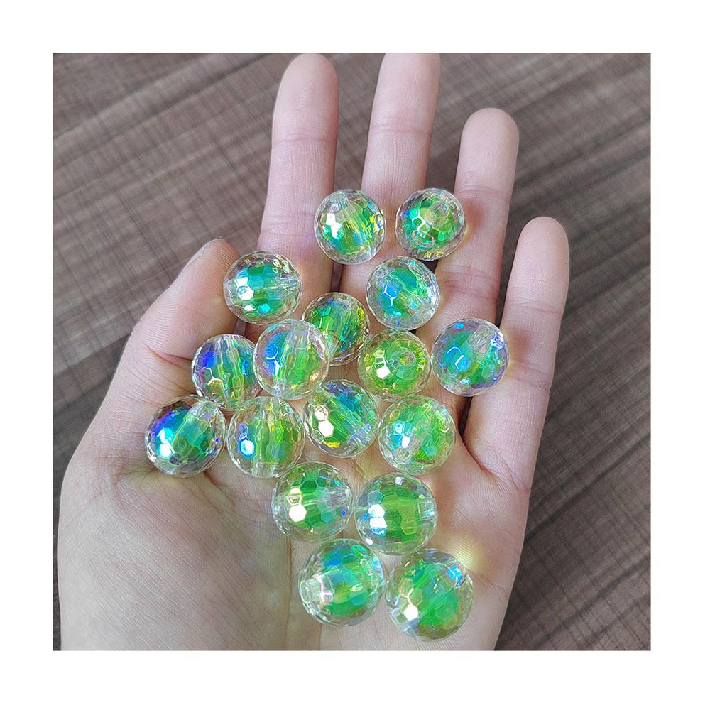 Transparent Color Football Beads AB Round Acrylic Beads Straight Hole Loose Beads DIY Bracelet Jewelry Making