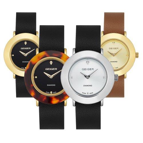 [GEIGER] GEIGER Women s Diamond Leather Watch GE8041 GE8041WTBK