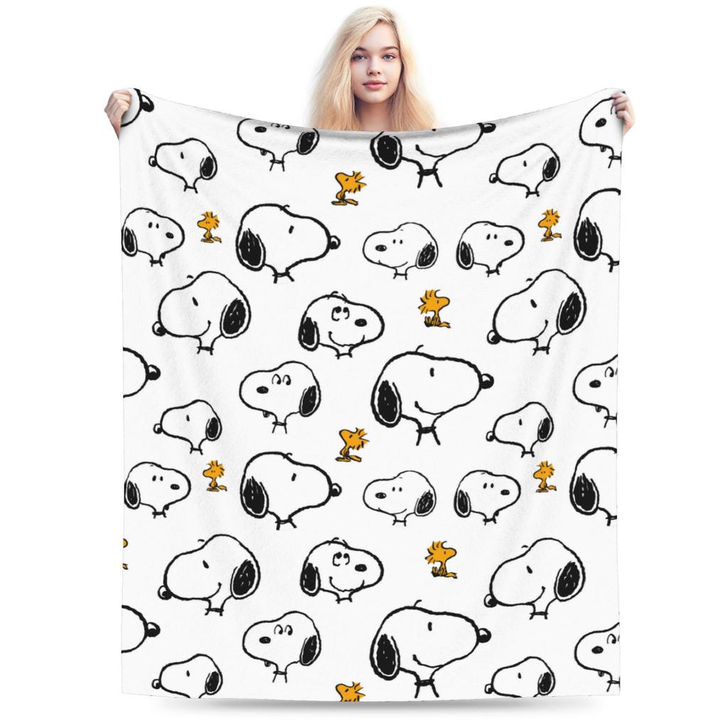 Snoopy & Woodstock Pattern Blankets Fleece Funny Soft Throw Blankets for Bedspread Winter