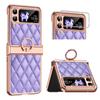 Glitter Leather Ring Holder Case For Samsung Galaxy Z Flip 4 Flip4 5G Folding Cover Hinge Camera Shockproof Bling Cover Fundas