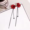 Retro Green Floral Tassel Earrings Temperament Long Pendant Ear Pendant Style Lady Ear Nail