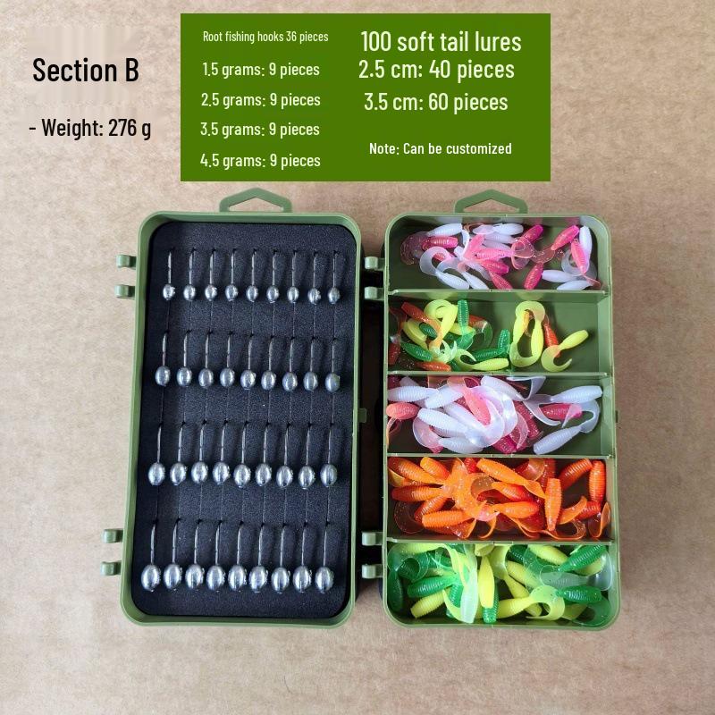 Reinforced T-tail Soft Bait Set with Long Cast Hooks for Bass Fishing