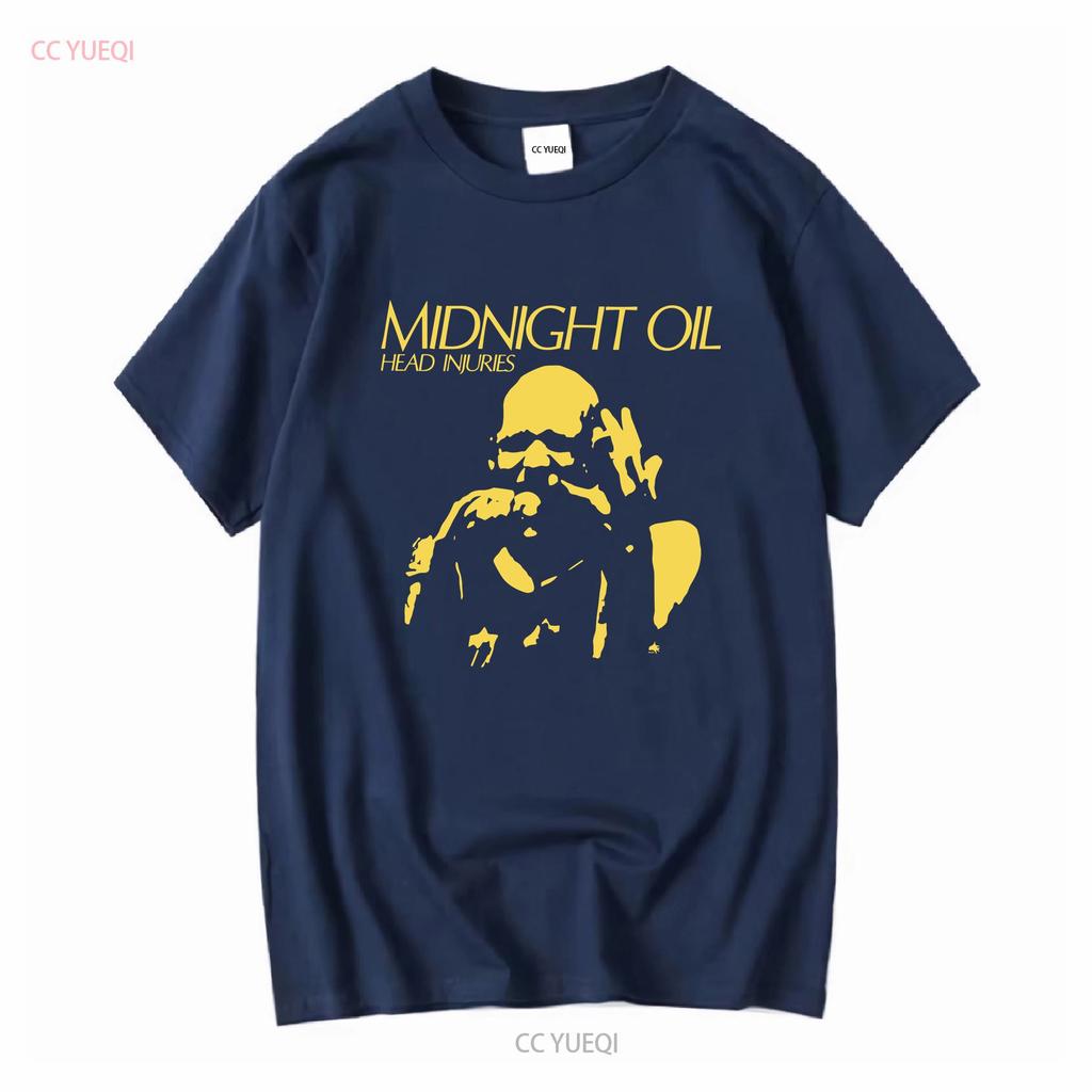 T-shirt Vintage Midnight Oil Head Injuries Cotone Pesante Nero S 4XL Hh400 Maniche Lunghe o Corte Lavaggio Vintage Morbido Streetwear