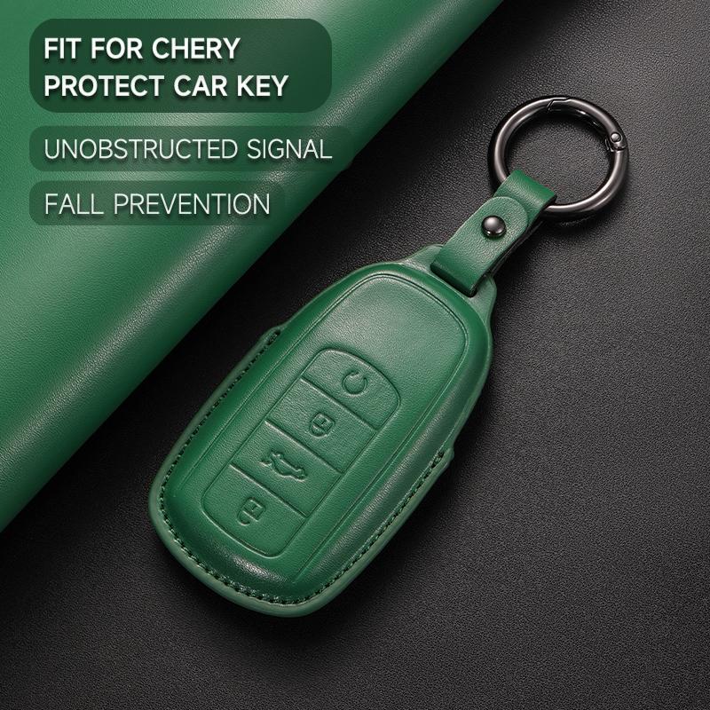 Leather Car Key Cover Case Protection Shell Keychain For Chery Series Tiggo 8Pro 8plus Max New 5Plus 7pro Arrizo Omoda 5 C5