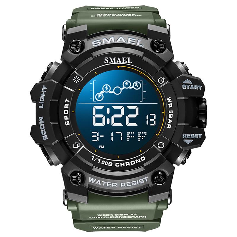 SMAEL Digital Watch 8082  Colorful Sport 3BAR Water Resistant Alarm Stop Watch Square Plastic Case Shock Resistant