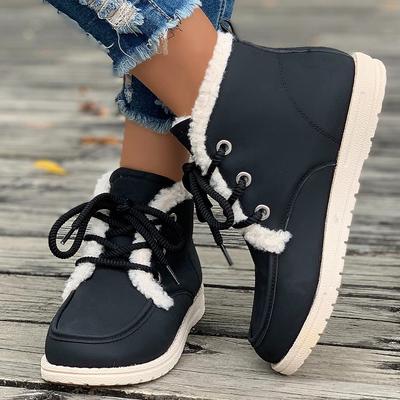 Schnür-Martin-Stiefel Damen Winter neue handgefertigte Retro-Rundkopf-Kurzstiefel lässige und weichsohlige Schneestiefel
