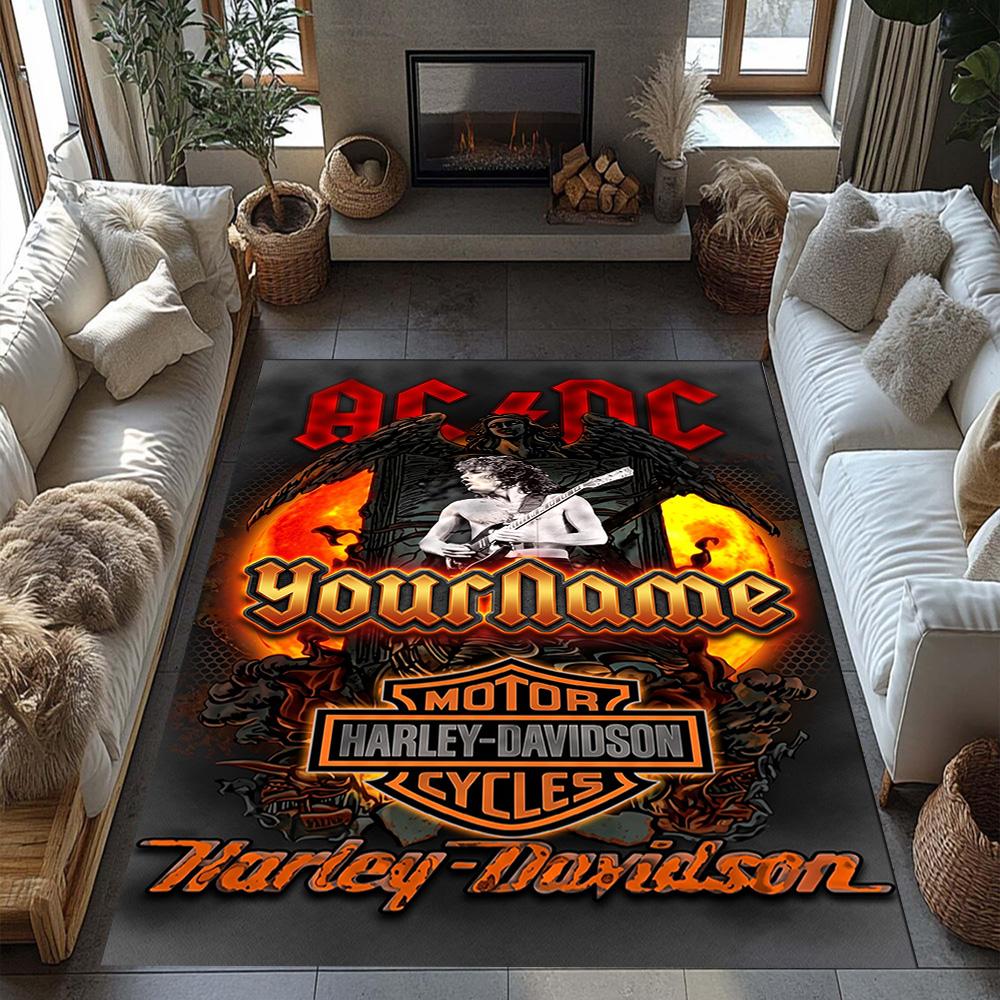 Harley-davidson Motorcycles Customizable Name Floor Mat Suitable for Outdoor Hallway Entryway Kitchen Antislip Carpet Decorate Offices