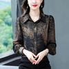 Spring Autumn New Print Chiffon Shirt Women's Long Sleeve Top Fashion Turn Dowar Collar Bottoming Blouse M-4XL