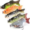 5PCS with Treble Hooks Jointed Swimbaits 6 Segment Artificial Fishing Lures  Saltwater Fishing