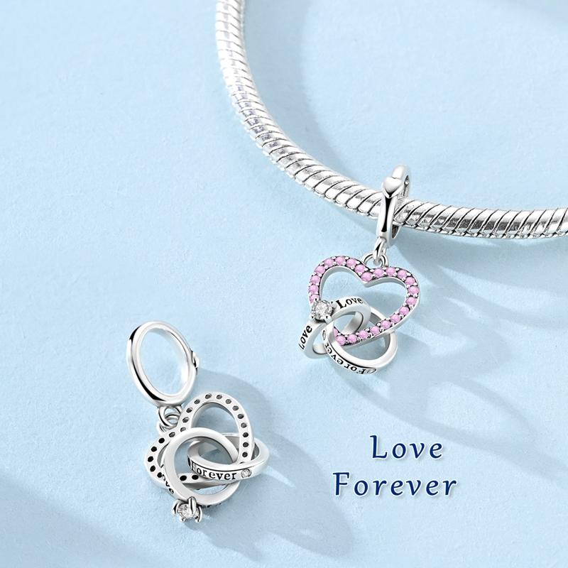 Copper Luminous Rose Charms Beads Sparking Star Moon Heart Dangle Fit Original Bracelet Diy Jewelry Gifts