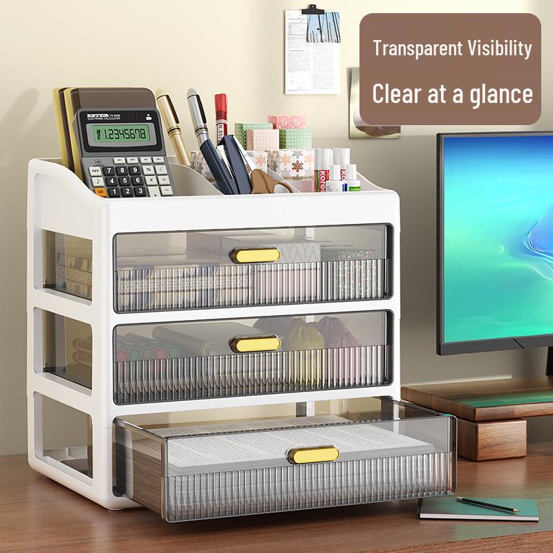 Transparent Large Capacity Cosmetic Storage Box with Drawers for Makeup, Jewelry, and Masks