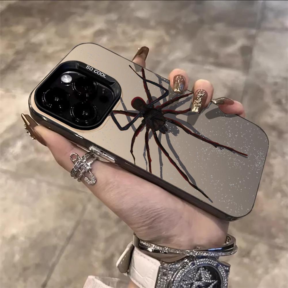 Black Spider Cartoon Cool Phone Case For iPhone 17 Pro Max 17e 16e 15 17 Air 14 13 12 11 Pro Max 8 Plus X IMD Shockproof Cover
