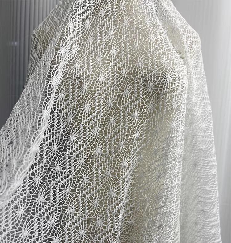 1yard Wave Striped Lace Fabric Hollow-out Tissu Wedding dress,DIY Handmade Clothing Matirial Fabric for Dress