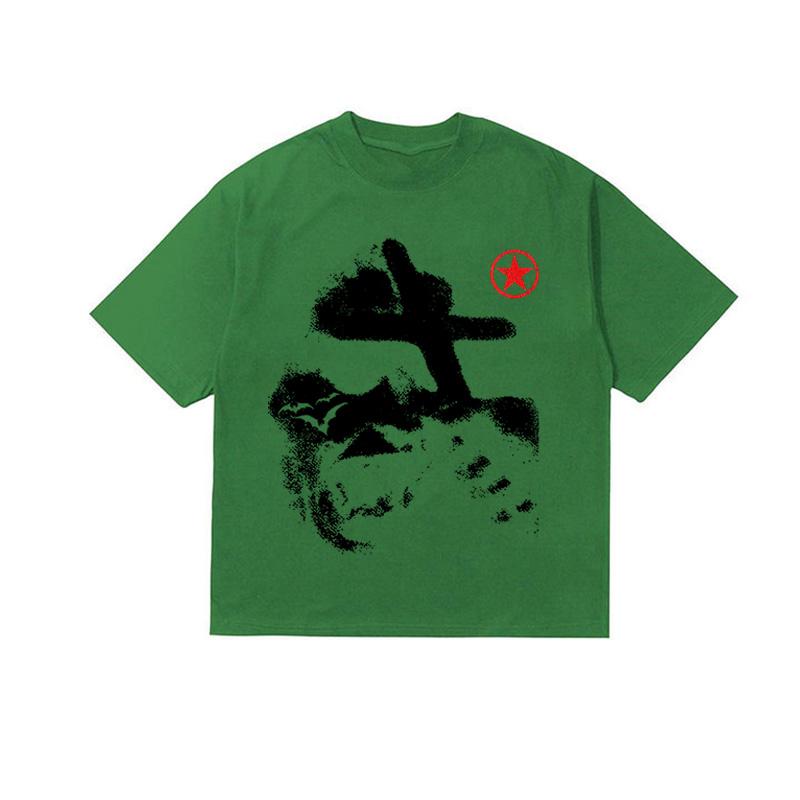 Goth Y2K Cotton T-shirt Harajuku Graphic Print Fashion Tee Hip Hop Oversized Top Rock Punk Streetwear Short Sleeve T-shirt Retro