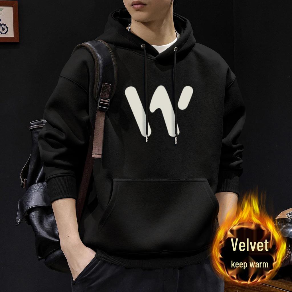 Men's Heavyweight Velvet Hoodie - Autumn/Winter, American Trendy, Casual, Versatile, and Loose Fit