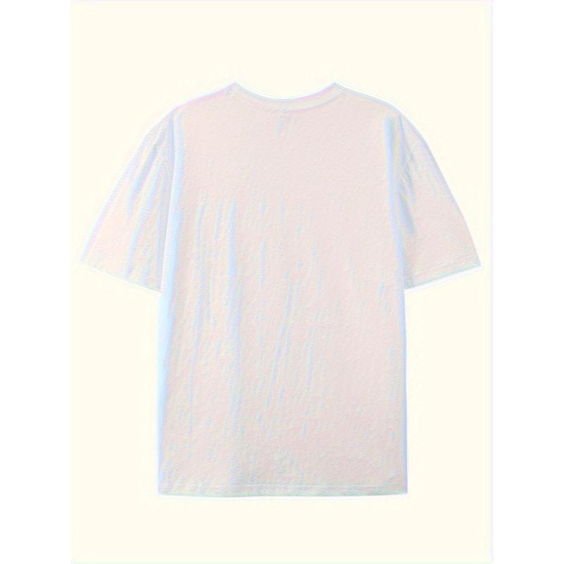 European sizes Centered "trendy fashion pattern print, men's round neck short sleeved T-shirt, simple and fashionable T-shirt