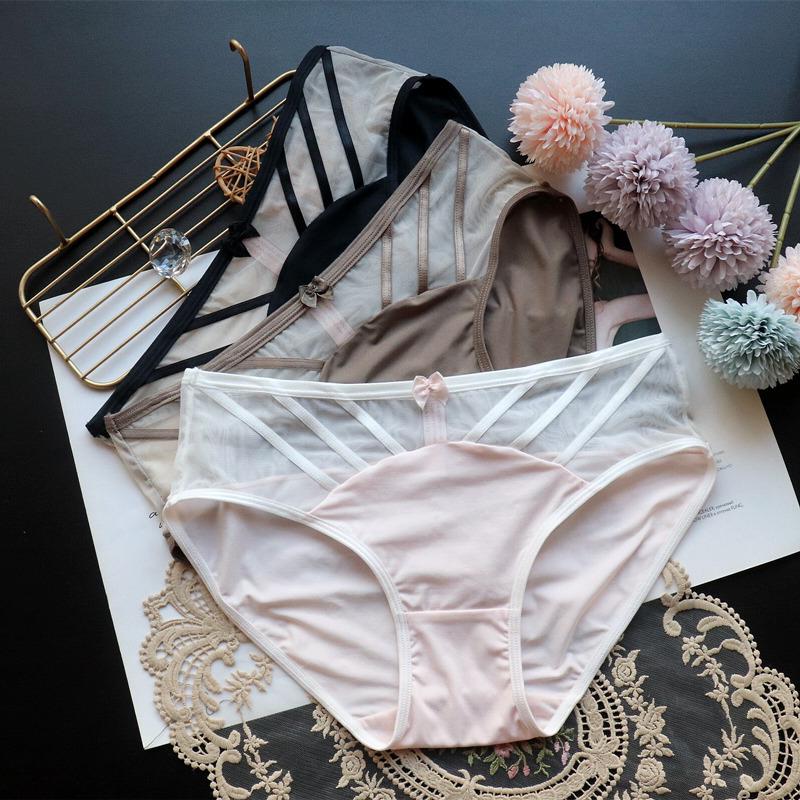 Tenké spodní prádlo Sexy dívky se síťovanými kalhotkami Dámské bokové prodyšné dámské kalhotky