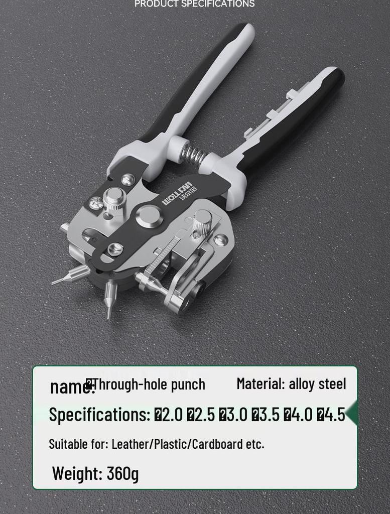 Effort-Saving Manual Punch Pliers for Leather Belts, Watch Straps, and Notebooks - Round and Oval Holes