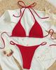 Dámské sexy bikiny s halterovým výstřihem v jednobarevném provedení - dvoudílné na dovolenou