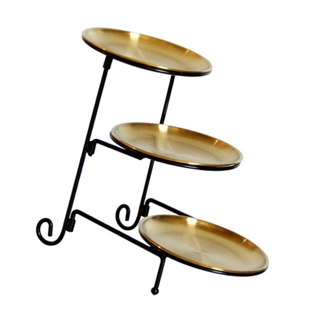 Three Layer Fruit Basket Stainless Steel Fruit Basket Modern Multi Layer Fruit Snack Storage Basket Golden