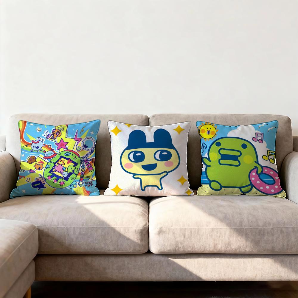 Tamagotchi Cushion Cover Premium Comfort Reversible Pillow Cove -Two In One Design For Any Room & Car Interior